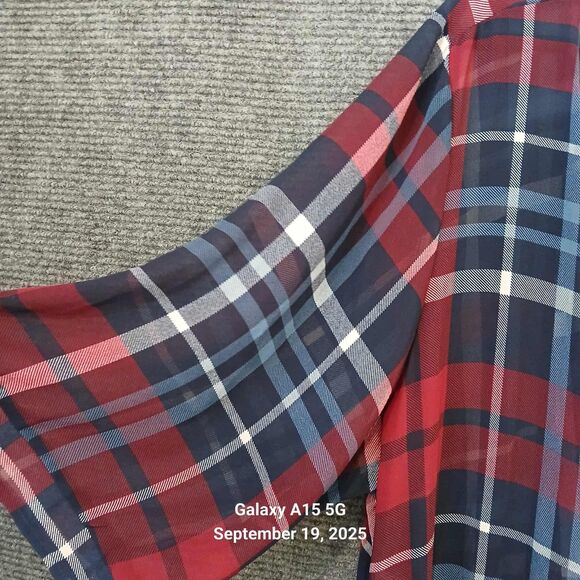 Torrid Kimono Duster Chiffon Maxi High Low Plus Size 5/6 Plaid Sheer Red - Picture 6 of 10